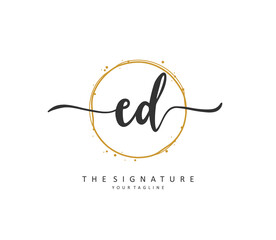 ED Initial letter handwriting and signature logo. A concept handwriting initial logo with template element.