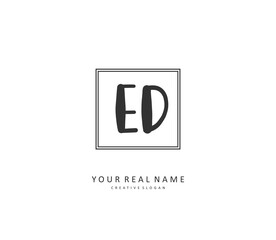 ED Initial letter handwriting and signature logo. A concept handwriting initial logo with template element.