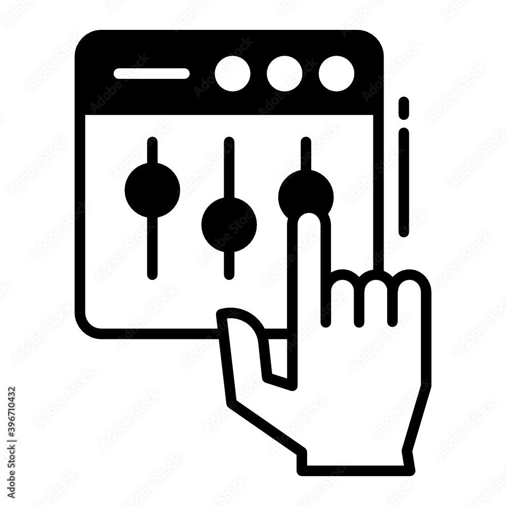 Poster manual settings concept, control panel vector glyph icon design, cloud computing and internet hostin