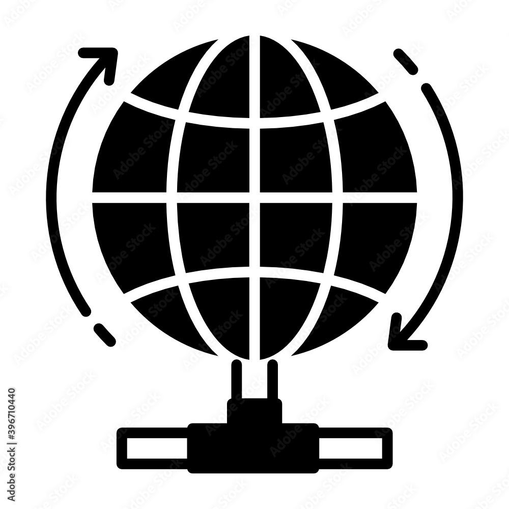 Poster international optical fiber connectivity concept, data center backbone line vector glyph icon design