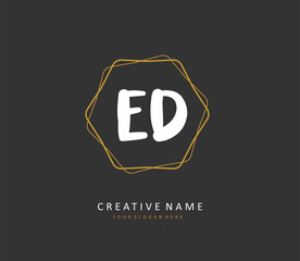 ED Initial letter handwriting and signature logo. A concept handwriting initial logo with template element.