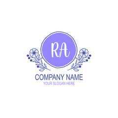 Initial RA Handwriting, Wedding Monogram Logo Design, Modern Minimalistic and Floral templates for Invitation cards