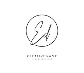 ED Initial letter handwriting and signature logo. A concept handwriting initial logo with template element.