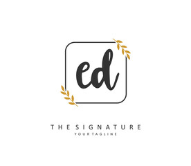 ED Initial letter handwriting and signature logo. A concept handwriting initial logo with template element.