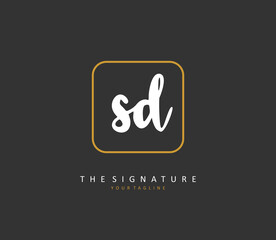 SD Initial letter handwriting and signature logo. A concept handwriting initial logo with template element.