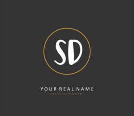 SD Initial letter handwriting and signature logo. A concept handwriting initial logo with template element.