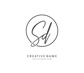 SD Initial letter handwriting and signature logo. A concept handwriting initial logo with template element.