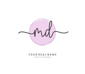 MD Initial letter handwriting and signature logo. A concept handwriting initial logo with template element.