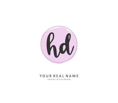 HD Initial letter handwriting and signature logo. A concept handwriting initial logo with template element.
