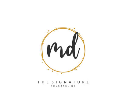 MD Initial letter handwriting and signature logo. A concept handwriting initial logo with template element.