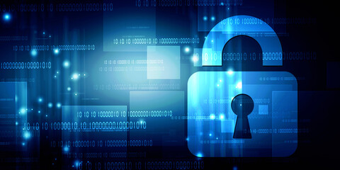 2d illustration Safety concept: Closed Padlock on digital background
