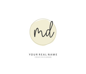 MD Initial letter handwriting and signature logo. A concept handwriting initial logo with template element.