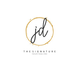 JD Initial letter handwriting and signature logo. A concept handwriting initial logo with template element.