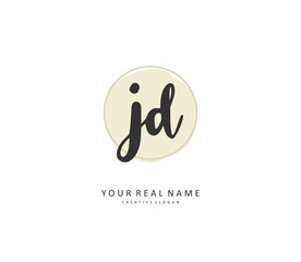JD Initial letter handwriting and signature logo. A concept handwriting initial logo with template element.