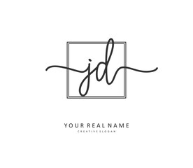 JD Initial letter handwriting and signature logo. A concept handwriting initial logo with template element.
