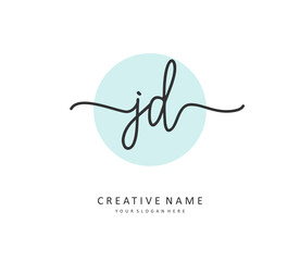 JD Initial letter handwriting and signature logo. A concept handwriting initial logo with template element.