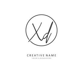 XD Initial letter handwriting and signature logo. A concept handwriting initial logo with template element.