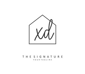 XD Initial letter handwriting and signature logo. A concept handwriting initial logo with template element.