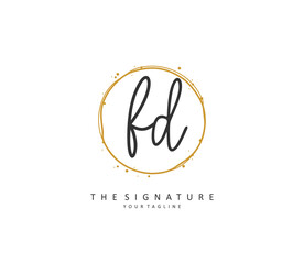 FD Initial letter handwriting and signature logo. A concept handwriting initial logo with template element.