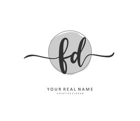 FD Initial letter handwriting and signature logo. A concept handwriting initial logo with template element.