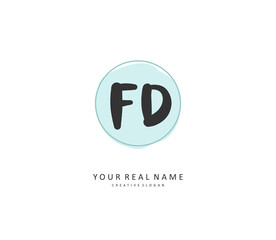 FD Initial letter handwriting and signature logo. A concept handwriting initial logo with template element.