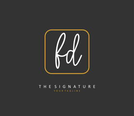 FD Initial letter handwriting and signature logo. A concept handwriting initial logo with template element.