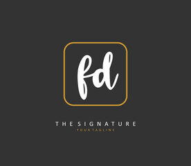 FD Initial letter handwriting and signature logo. A concept handwriting initial logo with template element.