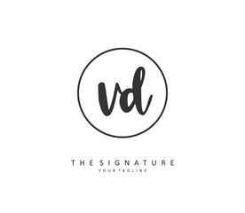 VD Initial letter handwriting and signature logo. A concept handwriting initial logo with template element.