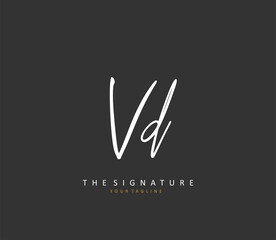 VD Initial letter handwriting and signature logo. A concept handwriting initial logo with template element.