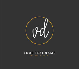 VD Initial letter handwriting and signature logo. A concept handwriting initial logo with template element.