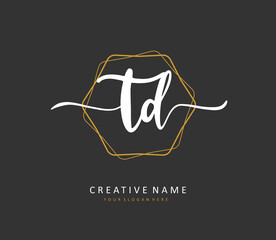 TD Initial letter handwriting and signature logo. A concept handwriting initial logo with template element.