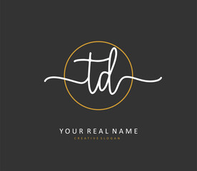 TD Initial letter handwriting and signature logo. A concept handwriting initial logo with template element.
