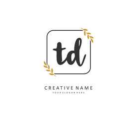 TD Initial letter handwriting and signature logo. A concept handwriting initial logo with template element.