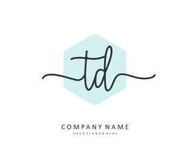 TD Initial letter handwriting and signature logo. A concept handwriting initial logo with template element.