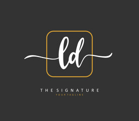 LD Initial letter handwriting and signature logo. A concept handwriting initial logo with template element.