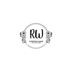Initial RW Handwriting, Wedding Monogram Logo Design, Modern Minimalistic and Floral templates for Invitation cards