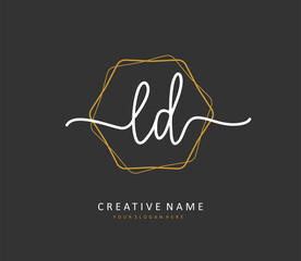 LD Initial letter handwriting and signature logo. A concept handwriting initial logo with template element.