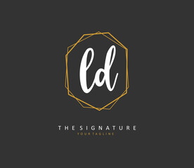 LD Initial letter handwriting and signature logo. A concept handwriting initial logo with template element.