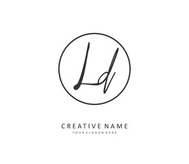 LD Initial letter handwriting and signature logo. A concept handwriting initial logo with template element.