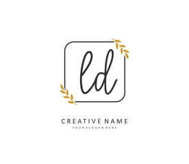 LD Initial letter handwriting and signature logo. A concept handwriting initial logo with template element.