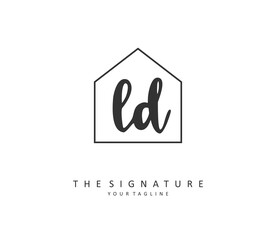 LD Initial letter handwriting and signature logo. A concept handwriting initial logo with template element.