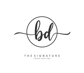 BD Initial letter handwriting and signature logo. A concept handwriting initial logo with template element.