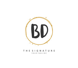 BD Initial letter handwriting and signature logo. A concept handwriting initial logo with template element.