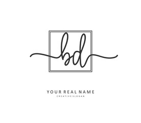 BD Initial letter handwriting and signature logo. A concept handwriting initial logo with template element.
