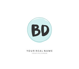 BD Initial letter handwriting and signature logo. A concept handwriting initial logo with template element.