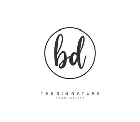 BD Initial letter handwriting and signature logo. A concept handwriting initial logo with template element.
