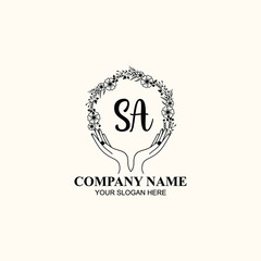 Initial SA Handwriting, Wedding Monogram Logo Design, Modern Minimalistic and Floral templates for Invitation cards