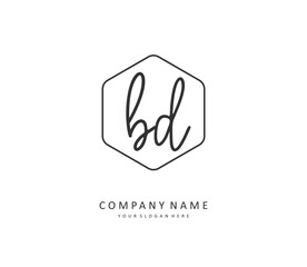 BD Initial letter handwriting and signature logo. A concept handwriting initial logo with template element.