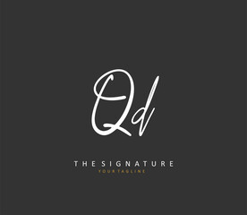 QD Initial letter handwriting and signature logo. A concept handwriting initial logo with template element.