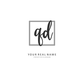 QD Initial letter handwriting and signature logo. A concept handwriting initial logo with template element.